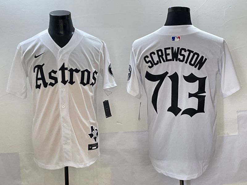 Men 2025 Houston Astros 713 Screwston White Five generations Joint Name Nike MLB Jersey style 1->houston astros->MLB Jersey